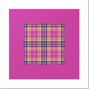 Pink, Gold and Blue Tartan Posters and Art